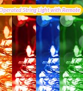 Ariceleo 1 Pack 32.8 Ft. Battery Operated Outdoor String Lights with Remote &amp; Timer, LED Warm Whi...