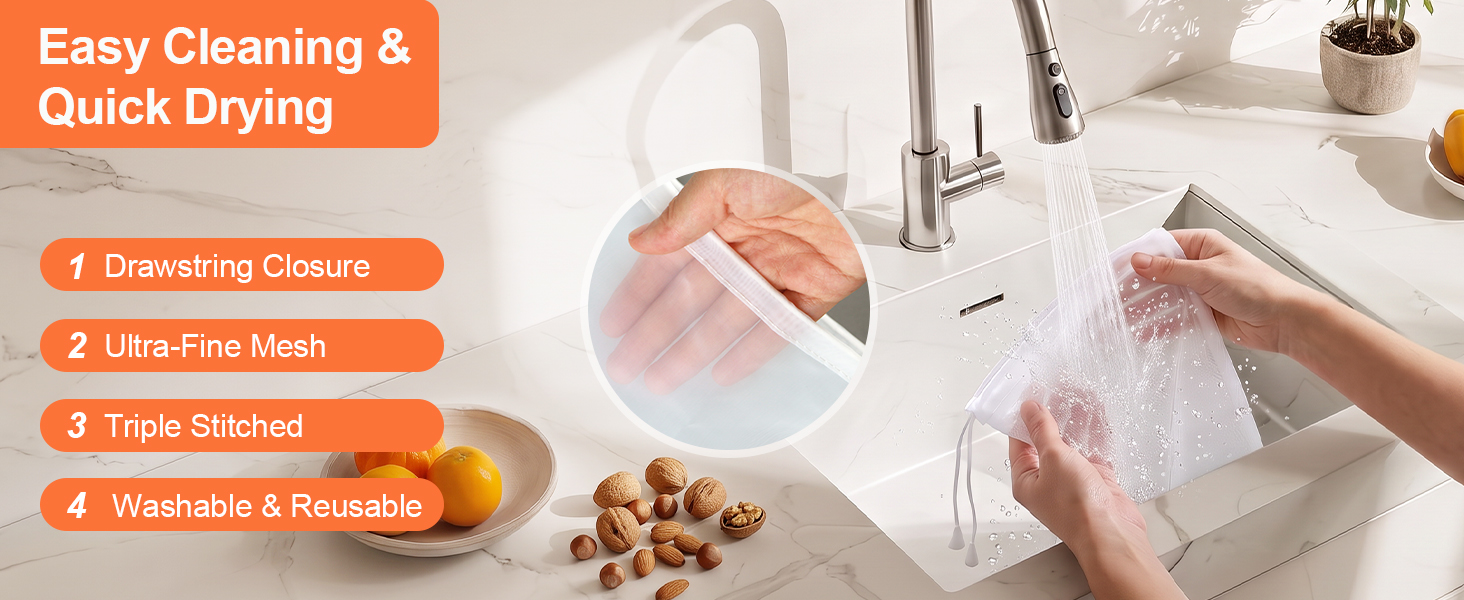 Easy to clean, quick-drying, ultra-fine mesh, and sturdy durable