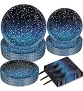 50 Guests Galaxy Party Starry Night Supplies Tableware Set Outer Space Theme Birthday Star Party ...