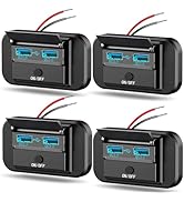4PCS 12V RV USB Outlet with Power Switch, 36W Dual Quick Charge QC3.0 USB-A Port Panel Wall Surfa...