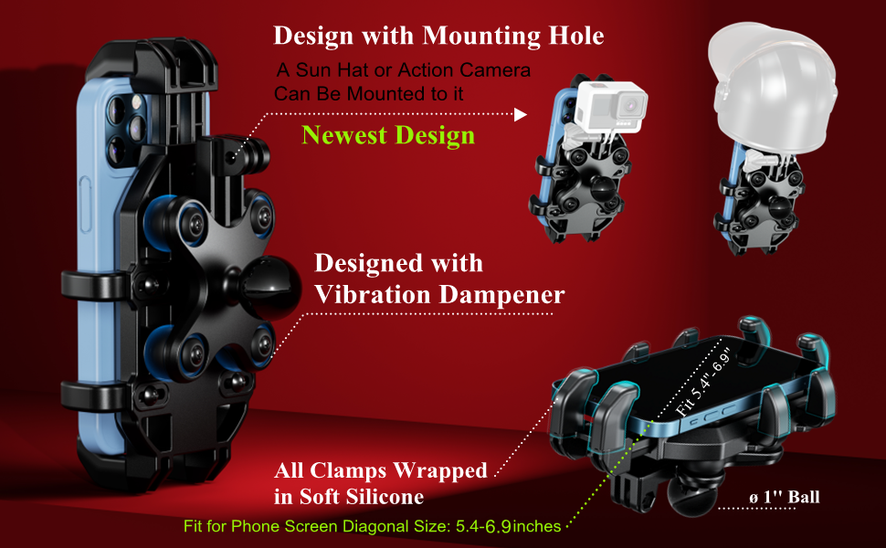 Motorcycle phone mount with vibration dampener