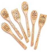 Riveira Modern 6pc Wooden Spoons For Cooking – Mother In Law Gift With Its Unique Design – Wooden...