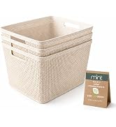 American Dream Wheat Straw Large Storage Baskets (Set of 3), Eco-Friendly Open Organizer Bins for...