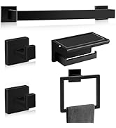 Matte Black Bathroom Hardware Accessories Set of 5 Pieces, 15.6 Inch Bath Towel Bar Set, 304 Stai...