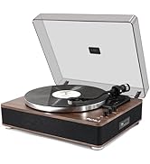 LP&amp;No.1 Vinyl Record Player with Built-in Speakers, Vinyl Turntable with Magnetic Cartridge, Wire...