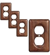 YDJSA 4-Pack Wood Outlet Covers Wall Plate Solid North American Walnut Plug Plate Covers, Electri...