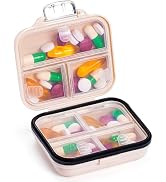 Daviky Travel Pill Organizer,Small 7-Compartment Pill Box for Vitamins &amp; Medications, Compact Med...