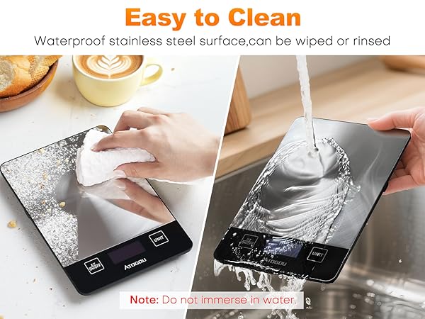 Atogou Food Scale, 33lb Rechargeable Kitchen Scale with Full-View Backlit LCD Display