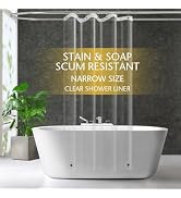 ZEMAHOME Narrow Size Clear Plastic Shower Curtain Liner, 42x72 Inch Thin Lightweight Transparent ...