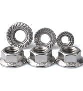 RuoFeng Stainless Steel Serrated Hex Flange Nuts Locknuts 50 Pcs