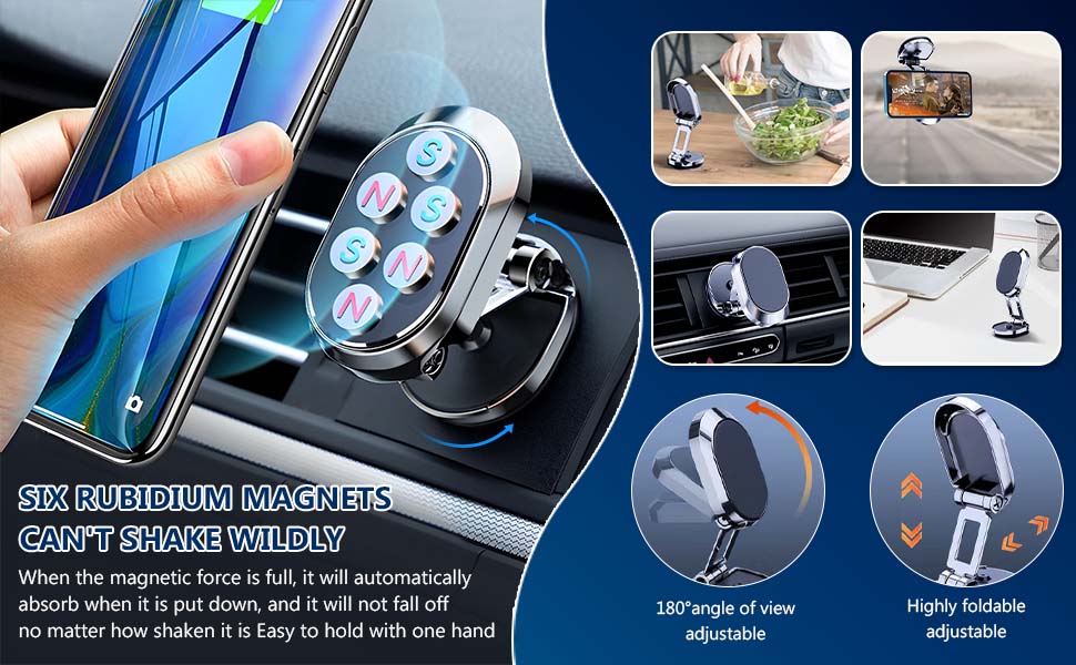 360° Rotation Magnetic Cell Phone Holder Dashboard Car Mount for All Phone