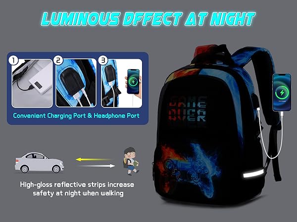 Elementary Middle School Bag with Convenient Charging Port