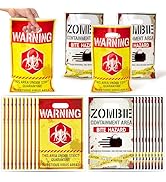 K1tpde 50PCS Halloween Zombie Caution Party Favor Bags, Halloween Theme Warning Printed Plastic G...
