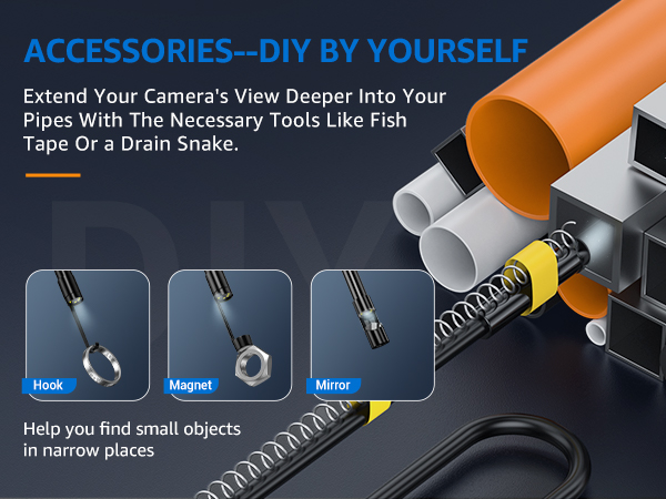 pipe camera with 3 accessories diy yourself extend view for narrow areas hook mirror magnet