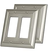 [2 Pack] BESTTEN Satin Nickel Zinc Alloy 2 Gang Decorator Wall Plate Cover, Grand Collection Meta...