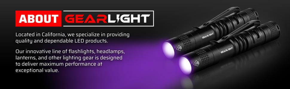 About GearLight USA based innovative line of led flashlights products bike light sets ring lights uv