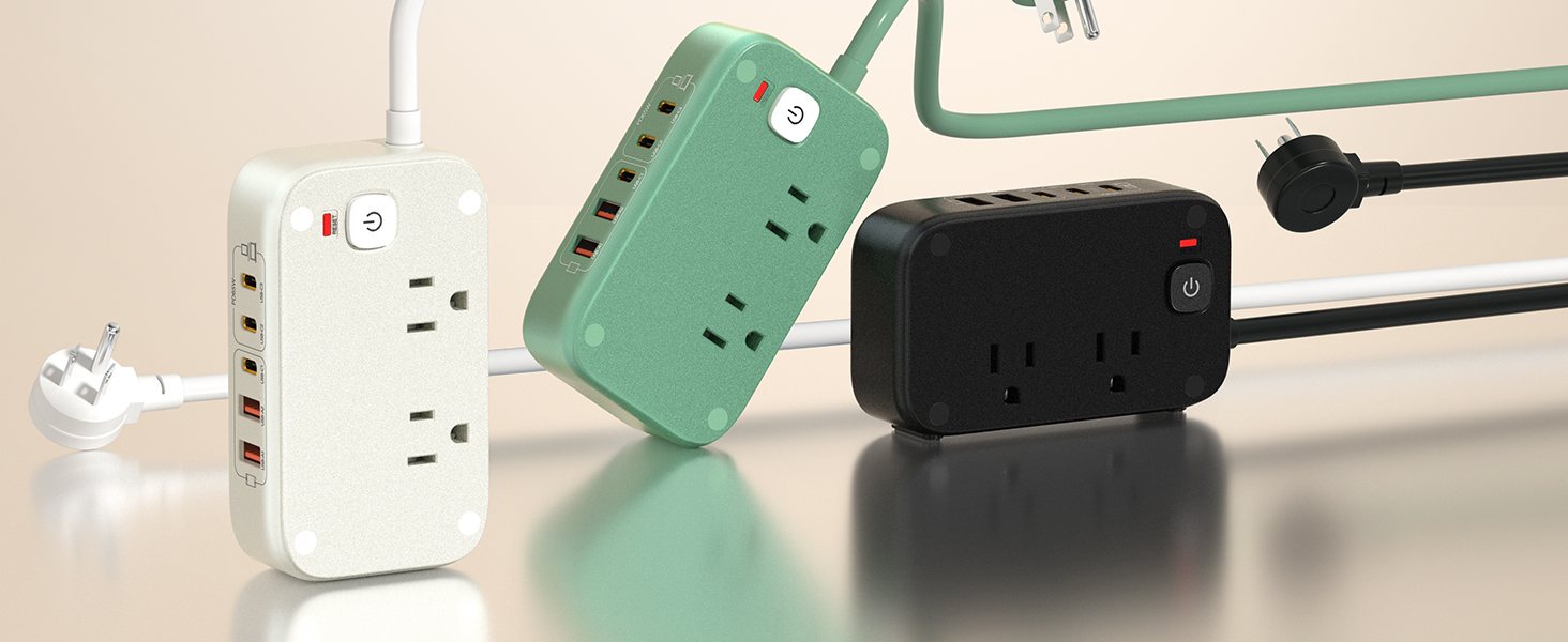 KWRNVO Power strip with USB ports and AC outlets