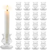 Romadedi Glass Candle Holder for Candlestick - 20 Pcs Clear Small Tapered Candle Holder Decor Bul...