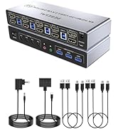 PERESAL USB 3.0 HDMI+Displayport KVM Switch for 4 Computers and 2 Monitors, 4 Port Dual Monitor, ...
