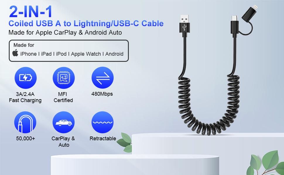 usb c and lightning cable 2 in 1