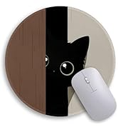Immaturus Black Cat Mouse Pad, Cute Small Mouse Pads for Desk, Round Travel Mousepad for Wireless...