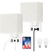 CADUKE Plug in Wall Light Set of 2, Wall Sconces with Outlet and Plug in Cord, R145+146