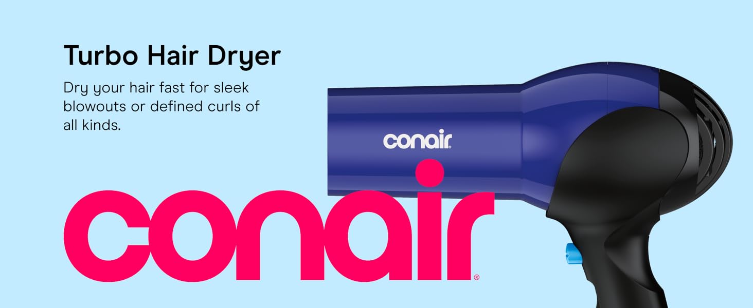 Conair Turbo Hair Dryer. Dry your hair fast for sleek blowouts or defined curls of all kinds.