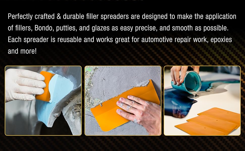 Custom Shop 24-Piece Body Filler Spreader Set, 3&amp;#34; to 6&amp;#34; - For Auto Body Repair &amp;amp; Paint