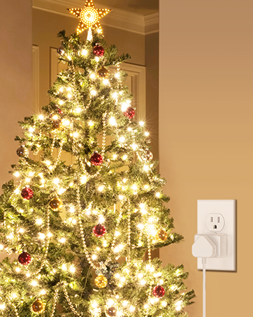 christmas tree lighting turning on off outlet socket
