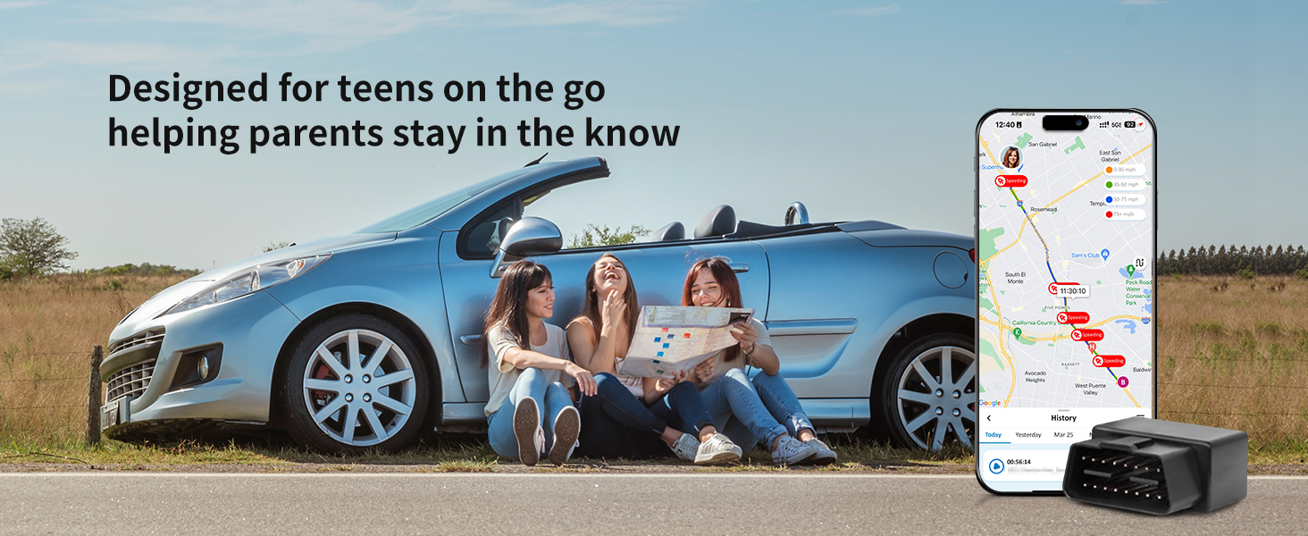 GPS Tracker for teens driver, teenage driving speed monitor