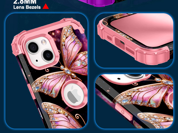 iphone 13 case iphone 14 case glow in the dark butterfly cute heavy duty