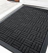 OLANLY Front Door Mat Outside Entrance 29.5x17, Absorbent, Heavy Duty Sturdy Natural Rubber Doorm...