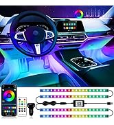 RGB 72 LED Interior Car Strip Lights with Smart APP Control, 2 Lines Design Music Sync Under Dash...