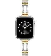 Newlibery Gold Slim Bands for Women Compatible with Apple Watch 38mm 40mm 41mm 42mm 44mm 45mm 46m...