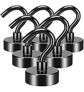 FINDMAG Black Magnetic Hooks 25 lbs Strong Neodymium Magnet Hooks for Hanging, Magnet with Hook f...