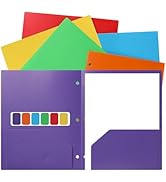 Plastic 3 Hole Punch Folders with 2 Pockets 6 Pack,3 Hole Folders with Pockets Folders with Pocke...