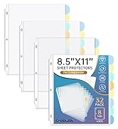 GAUENEEN Binder Dividers with Tabs, Clear Sheet Protectors for 3 Ring Binder, 8 Tab Plastic Binde...