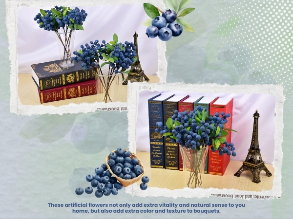 Set of 4 Decorative Lifelike Artificial Blueberries - Dark Blue