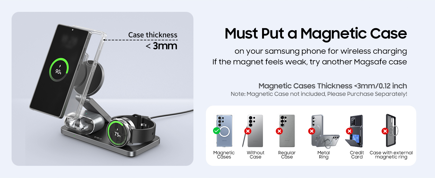 3 in 1 Foldable Magnetic Wireless Charging Station for Samsung
