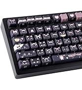TYRIXKI PBT Keycaps 142 Keys Cute Keycaps Dye-Sublimation Black Cat Keycap Mao Profile Custom Key...