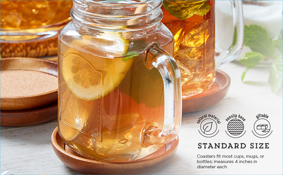 kamenstein acacia wood stackable coasters