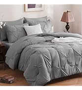 DOWNCOOL 7 Pieces Queen Comforter Set, Bed in A Bag Queen, Pinch Pleat Bed Set,All S...
