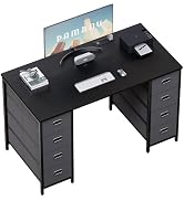 Pamray 47 Inch Computer Desk with 8 Fabric Drawers and Power Outlet PC Gaming Desk Home Office St...