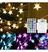 Solhice Star String Lights Battery Operated Color Changing 20ft, 40 LEDs Hanging Christmas Twinkl...