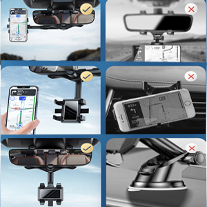 360°Rotatable and Retractable Car Phone Holder Car Rearview Mirror Bracket