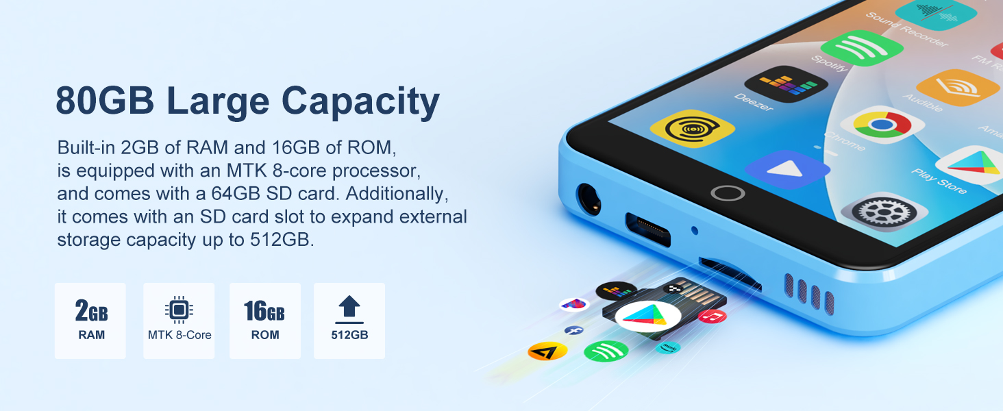 MP3 Player with Bluetooth and WiFi