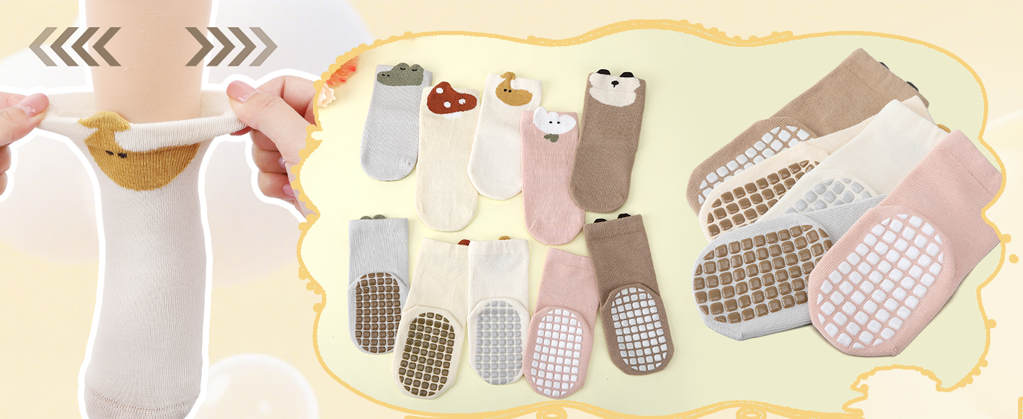 5 Pairs Toddler Non-Slip Socks