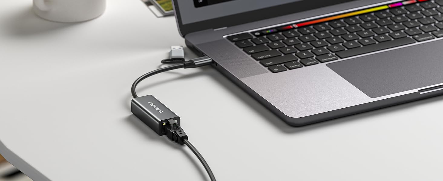 ethernet adapter for laptop is compatible with laptops such as MacBook Pro/Air and XPS.