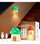 Motion Sensor Night Light, Rechargeable Stair Lights Indoor,3 Lighting Modes, Dimmable Cute Mushr...