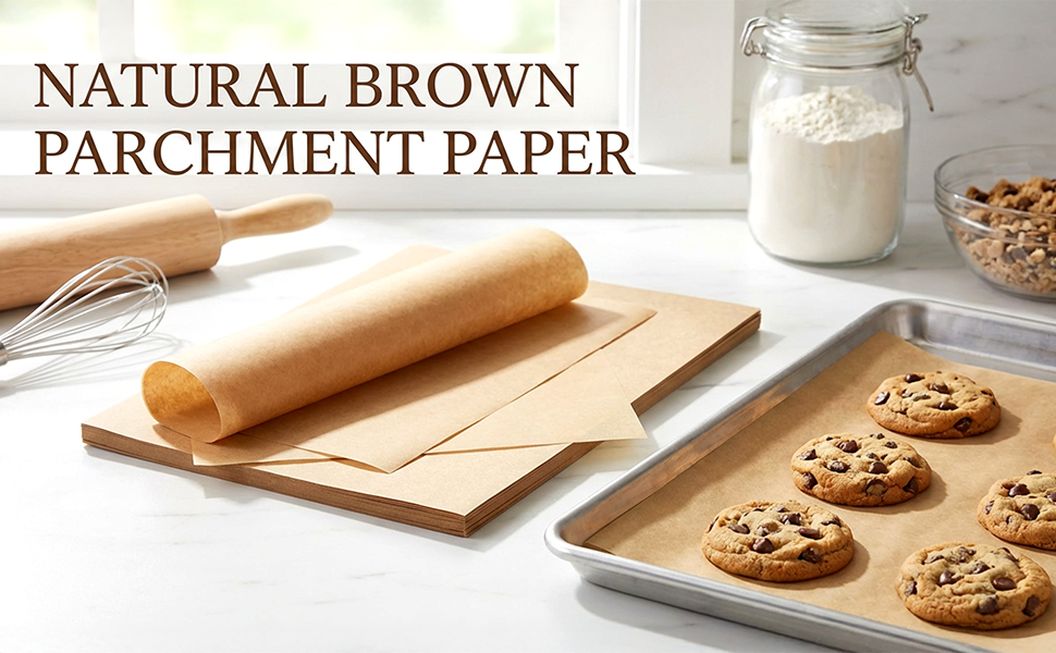 Unbleached Parchment Paper Sheets for Baking, Grilling, Air Fryer, Steaming, Oven